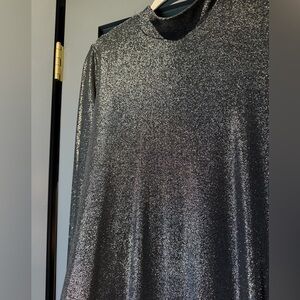 Silver Glitter Long Sleeve Top